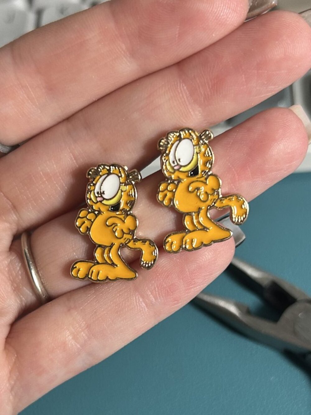 Garfield Enamel Stud Earrings © 2023 Paws Inc Cartoon Cat Earrings